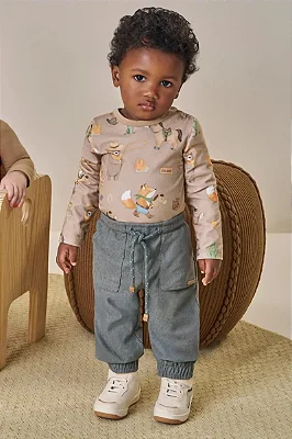 Calça Jogger em Cotton Jeans com Elastano LucBoo Bebê Menino