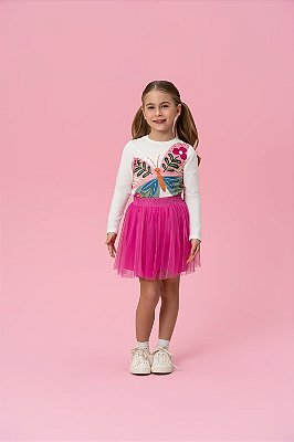Conjunto Blusa Borboleta e Saia Tule Mon Sucré