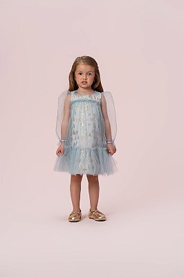Vestido Jacquard com Tule Inverno Petit Cherie