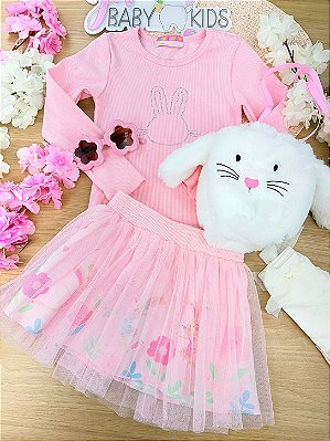 Conjunto Blusa e Saia Coelhinho Mon Sucré