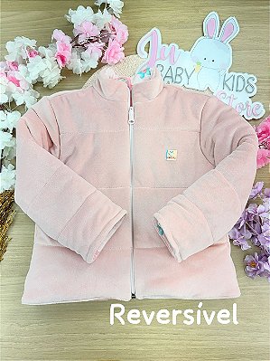 Jaqueta Puffer Reversível em Veludo com Elastano e Malha Comfy Infanti Infantil Menina