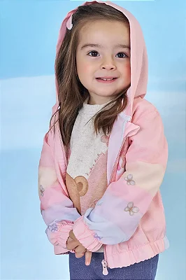 Jaqueta Corta Vento em Nylon Ergonomic com Elastano Kukiê Bebê Menina