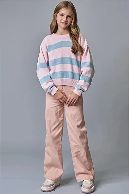 Calça Wide Leg em Sarja com Elastano Lilimoon Teen Menina