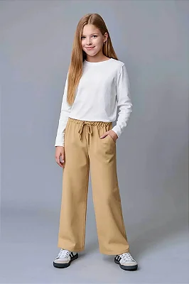 Calça Wide Leg em Moletom com Pelúcia Lilimoon Teen Menina
