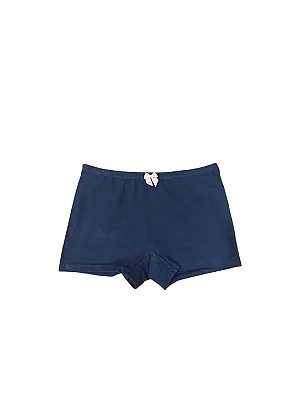 Calcinha Boxer Shortinho Juvenil Cotton, cintura com elástico embutido-Unitária Azul Luna