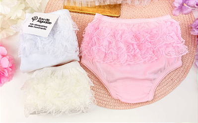 Kit Tapa Fralda Bebê Menina - 3 Peças 100% Algodão Luna