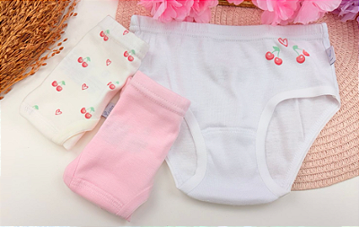 Kit 3 Calcinhas Tradicionais Malha Dupla Estampadas 100% Algodão Luna