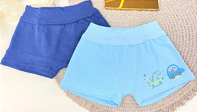 Kit c/ 2 Cuecas Boxer Menino Infantil em Cotton Light 95% Algodão