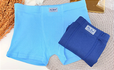 Kit c/ 2 Cuecas Boxer Infantil/Juvenil Malha Dupla 100% Algodão Antialérgicos- Xô Dermatite