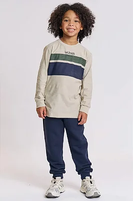 Calça Jogger em Moletom sem Pelúcia LucBoo Infantil Menino