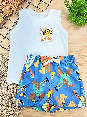 Conjunto Regata Malha e Short Microfibra Up Baby