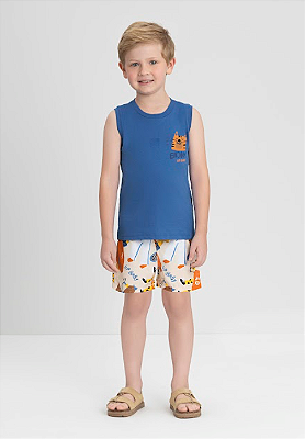 Conjunto Regata Malha e Short Microfibra Up Baby