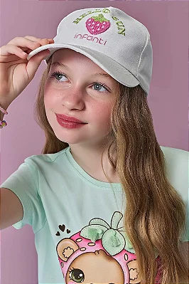 Boné em Sarja Off White Infanti