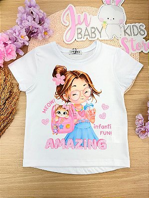 Blusa em Meia Malha Branca Infanti