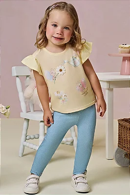Blusa em Meia Malha Amarela Infanti