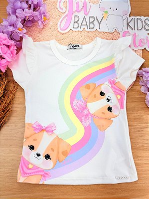 Blusa em Cotton Cachorrinha Off White Infanti