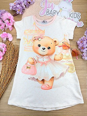 Vestido em Molecotton Ursinha Infanti
