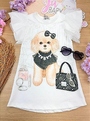 Vestido em Fly Tech Cachorrinha Infanti