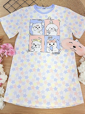 Camisola em Malha Fresh, Acompanha Sleep Mask Vic Vicky