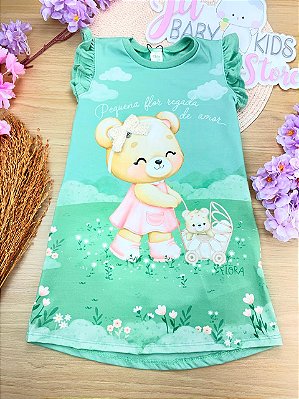Vestido em Meia Malha Verde Infanti