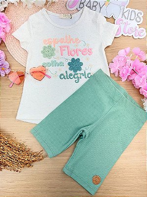 Conjunto de Blusa em Malha Fresh e Biker em Canelado Liz Infanti Infantil Menina