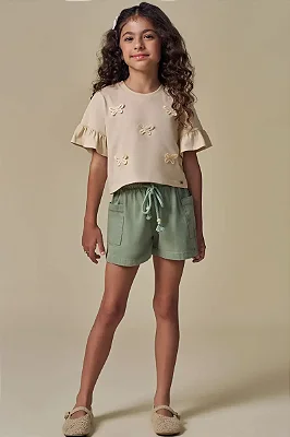 Shorts em Sarja com Elastano Infanti Infantil Menina