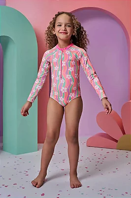 Maiô em Malha UV Dry com Proteção UV 50+ Infanti Infantil Menina
