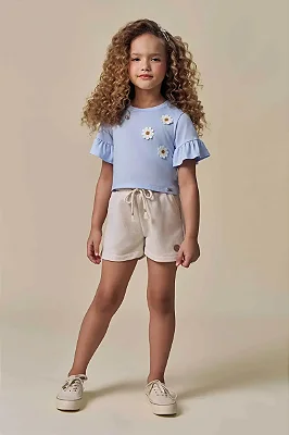 Shorts em Moletom sem Pelúcia Infanti Infantil Menina