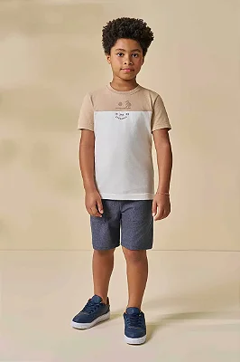 Bermuda em Cotton Jeans com Elastano LucBoo Infantil Menino