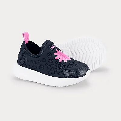 Tênis Infantil Bibi Flash Azul Marinho com Flores