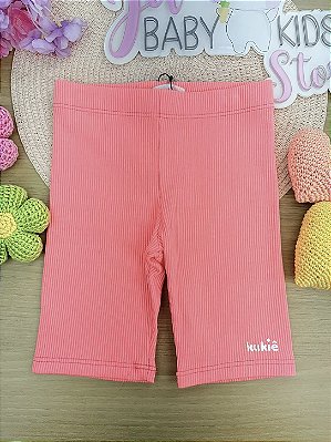 Bermuda Biker em Soft Line Rosa Neon Kukiê Infantil Menina