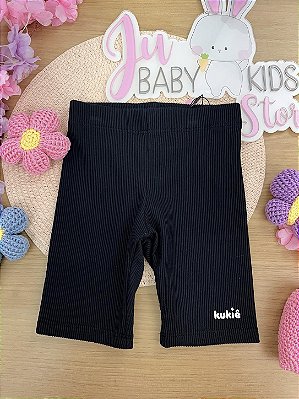 Bermuda Biker em Soft Line Preto Kukiê Infantil Menina