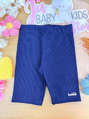 Bermuda Biker em Soft Line Azul Marinho Kukiê Infantil Menina