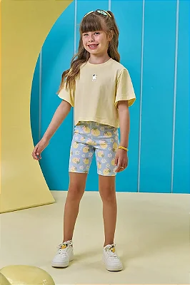 Bermuda Biker em Fly Tech Kukiê Infantil Menina