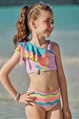 Biquíni em Malha com Proteção UV50+ Kukiê Infantil Menina