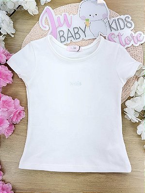 Blusa em Cotton Off White Kukiê Infantil Menina