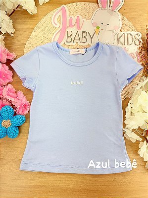 Blusa em Cotton Azul Kukiê Infantil Menina