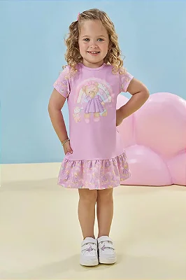 Vestido em Cotton e Malha Power Kukiê Bebê Menina