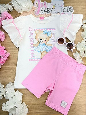 Conjunto de Blusa e Shorts Biker Cinti Ursinha