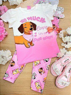 Conjunto de Blusa Alongada e Legging Cachorrinho em Fly Tech Cinti