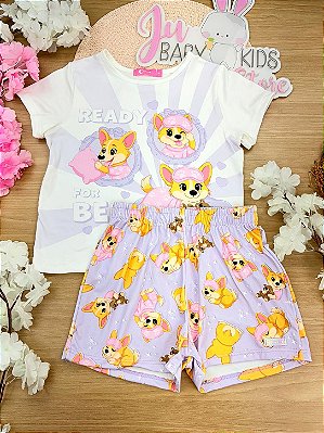 Pijama Blusa e Shorts Cachorrinhos Cinti