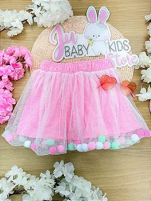 Saia com Shorts Embutido Pompons Cinti