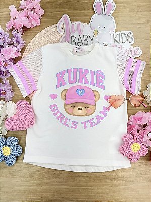 Blusa em Meia Malha e Tela Kukiê Infantil Menina