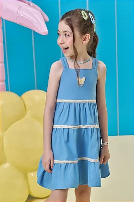 Vestido em Linho Santorine Kukiê Infantil Menina