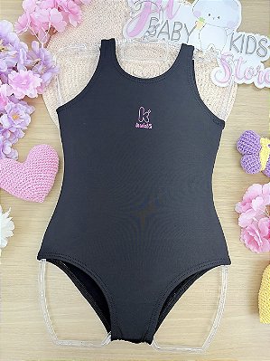 Maio em Malha com Proteção UV50+ Preto Kukiê Infantil Menina