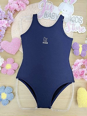 Maio em Malha com Proteção UV50+ Azul Marinho Kukiê Infantil Menina