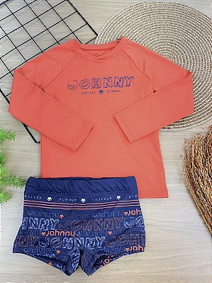 Conjunto de Camiseta e Sunga em Malha Uv Dry com Proteção UV50+ Johnny Fox Teen Menino