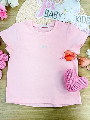 Blusa em Meia Malha Rosa Kukiê Infantil Menina
