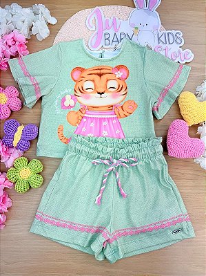 Conjunto de Blusa e Shorts em Malha Fresh Kukiê Infantil Menina