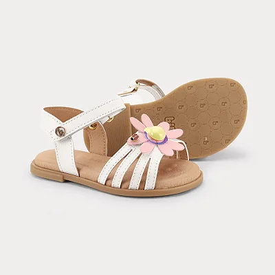 Sandália Infantil Bibi Shine Mini Branca com Flor